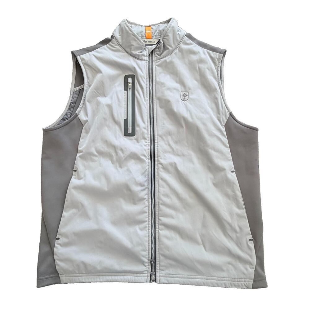 Peter Millar Grey Zip Hyperlight Fuse Men's Vest L Stretch Golf Water Resistant